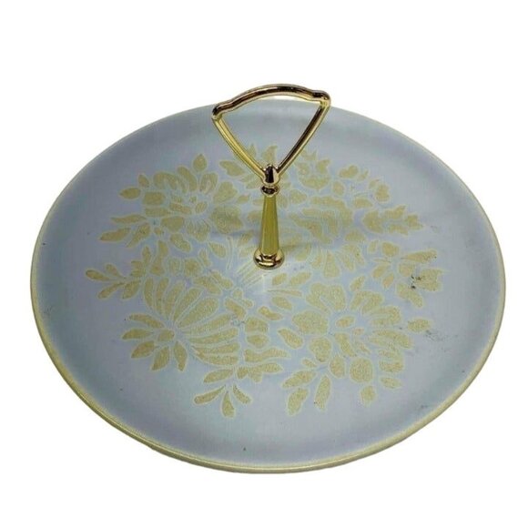 Red Wing Pottery #216 Blue Floral Tidbit Tray Plate - Picture 1 of 6